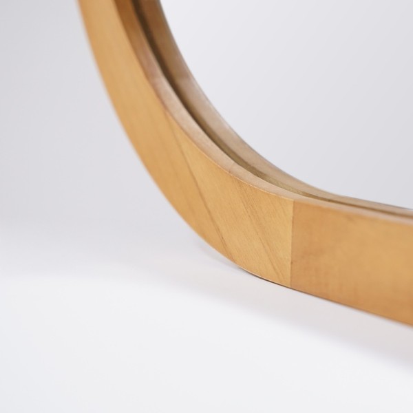 Miroir 90 cm avec bords arrondis et encadrement en teck - Keya