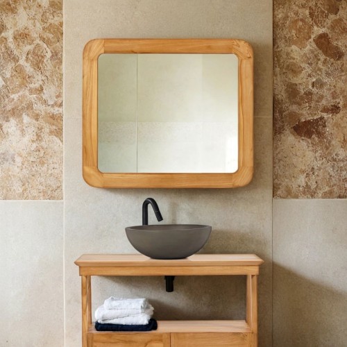 Miroir de salle de bain rectangulaire 80 cm x 70 cm avec bords arrondis