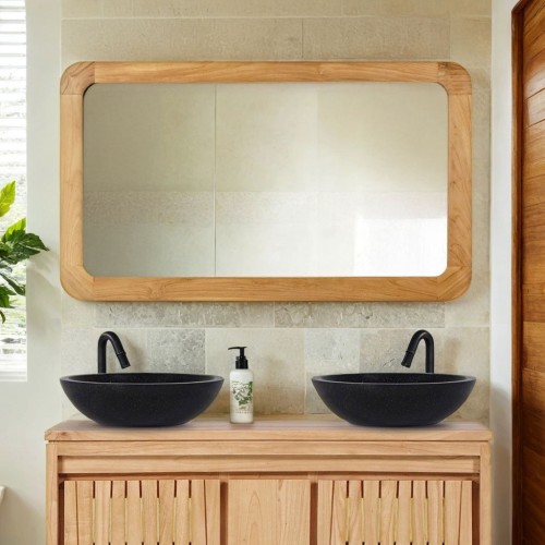 Miroir de salle de bain rectangulaire 120 cm x 70 cm avec bords arrondis