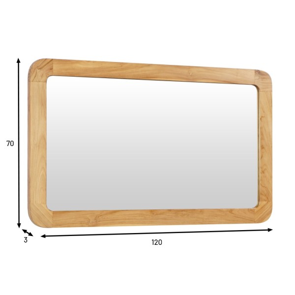 Miroir de salle de bain rectangulaire 120 cm x 70 cm avec bords arrondis