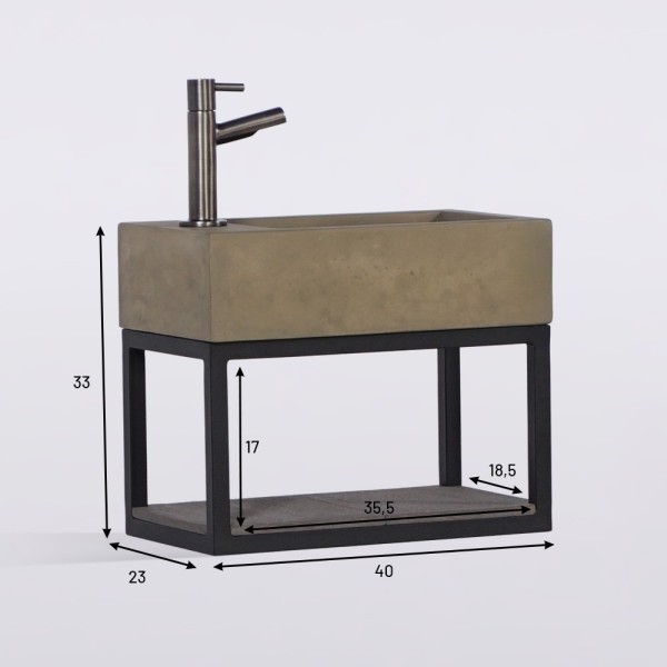 Lave-mains avec porte-serviette et vasque en béton - Core