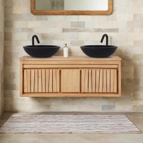 Meuble de salle de bain en bois naturel 120 cm - Neo