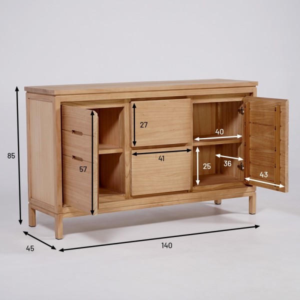 Buffet en bois massif 140 cm - Ashwini