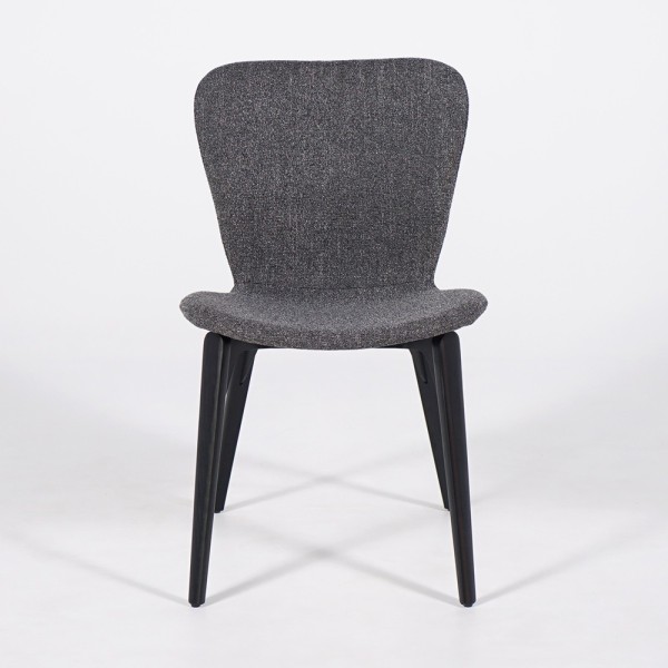 Chaise de salle à manger en tissu bouclé gris et pieds en frêne noir - Paragon