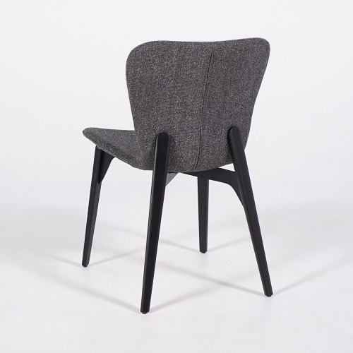 Chaise de salle à manger en tissu bouclé gris et pieds en frêne noir - Paragon
