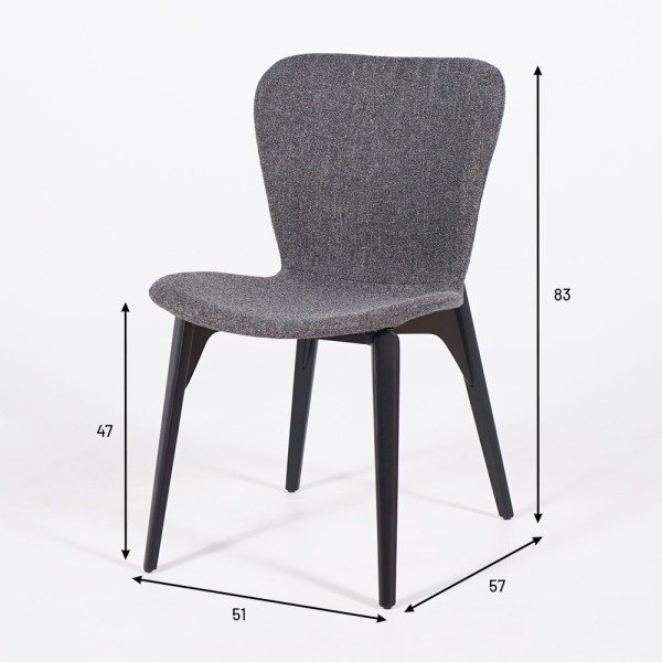 Chaise de salle à manger en tissu bouclé gris et pieds en frêne noir - Paragon