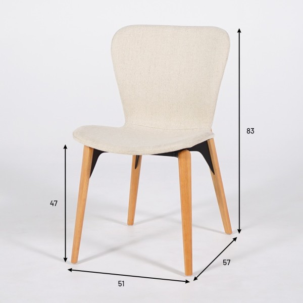 Chaise de salle à manger en tissu bouclé blanc et pieds en frêne clair - Paragon