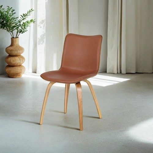 Chaise de salle à manger en cuir synthétique marron - Glee