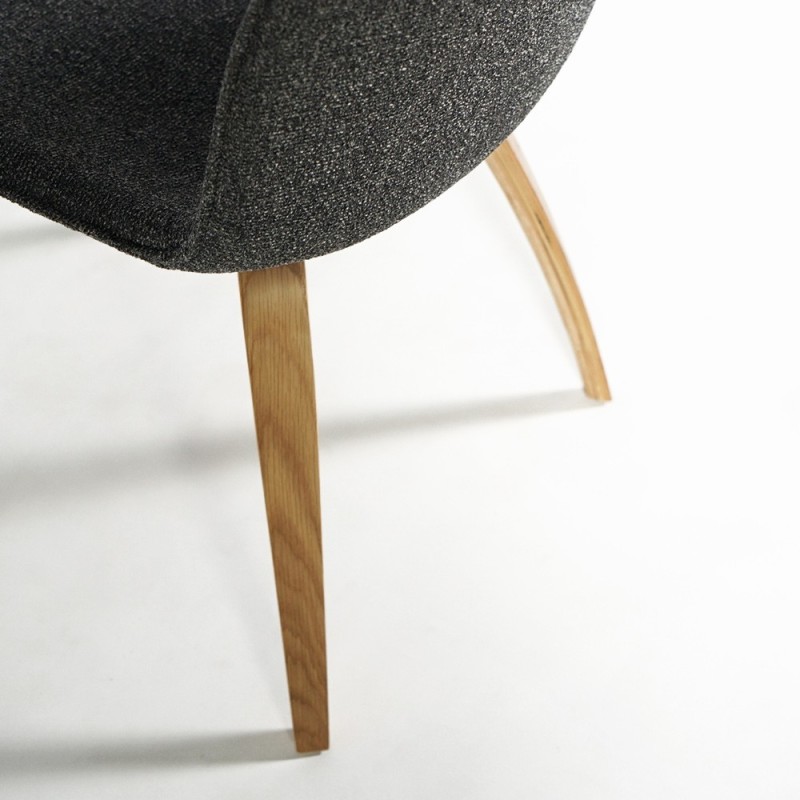 Chaise de salle à manger en tissu bouclé et pieds en chêne - Glee