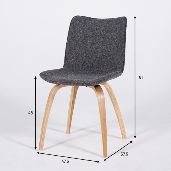 Chaise de salle à manger en tissu bouclé et pieds en chêne - Glee