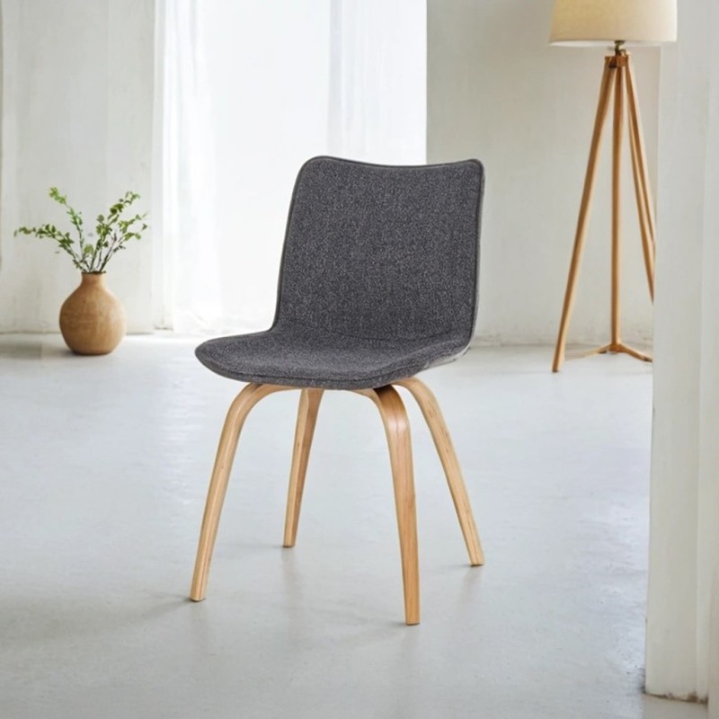 Chaise de salle à manger en tissu bouclé et pieds en chêne - Glee