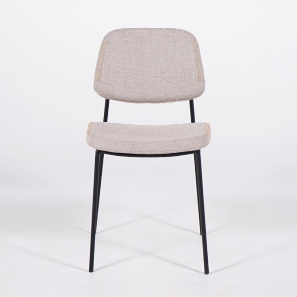 Chaise de salle à manger en tissu beige et pieds noirs - Menta