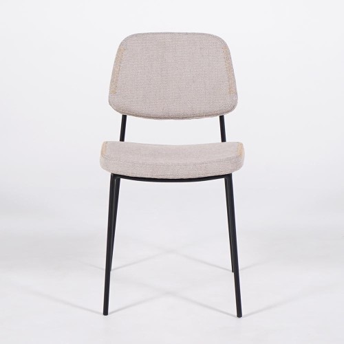 Chaise de salle à manger en tissu beige et pieds noirs - Menta