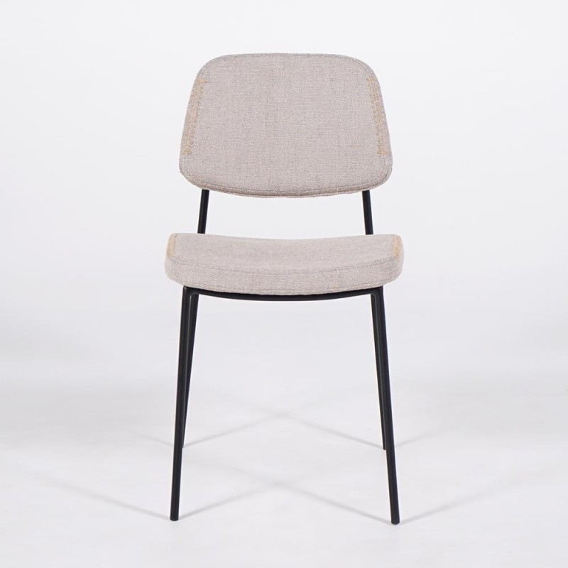 Chaise de salle à manger en tissu beige et pieds noirs - Menta