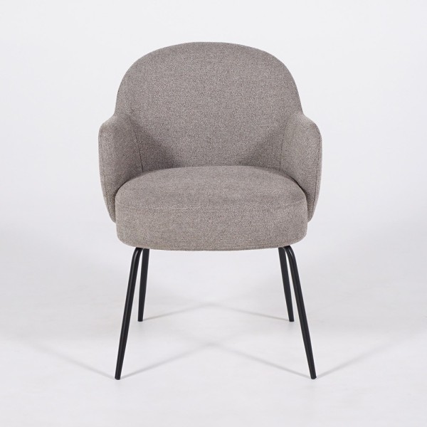 Chaise en tissu bouclé gris et pieds en métal noir - Bae