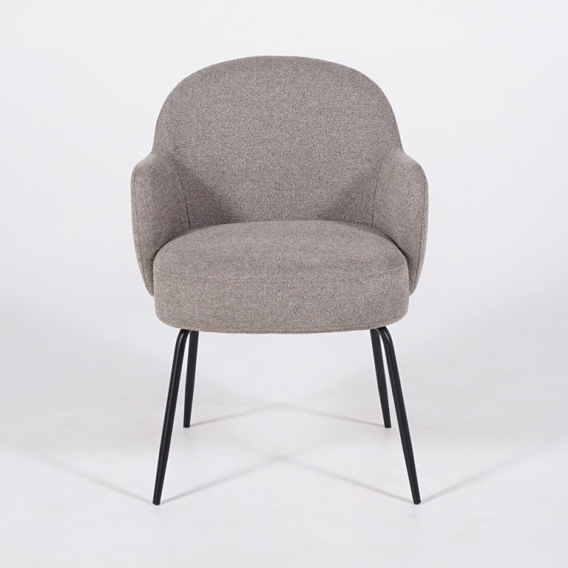 Chaise en tissu bouclé gris et pieds en métal noir - Bae