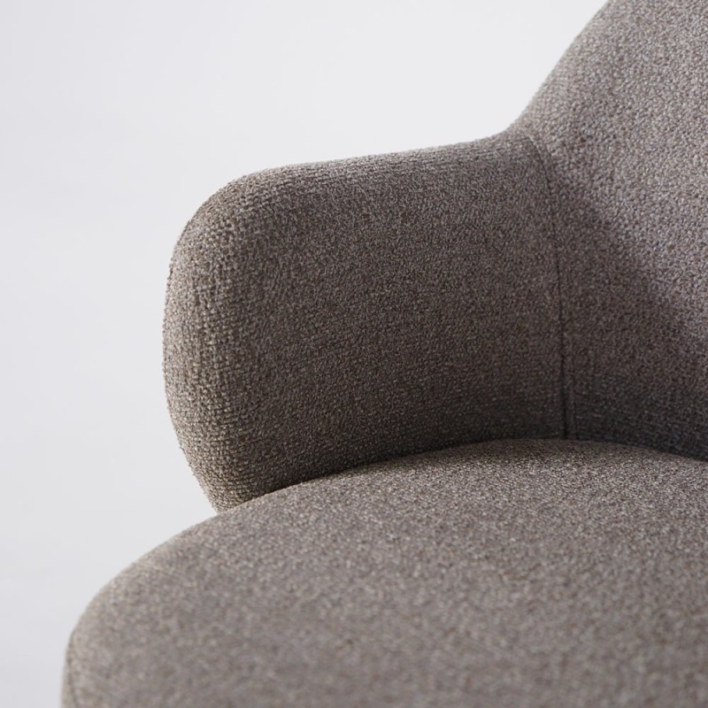 Chaise en tissu bouclé gris et pieds en métal noir - Bae