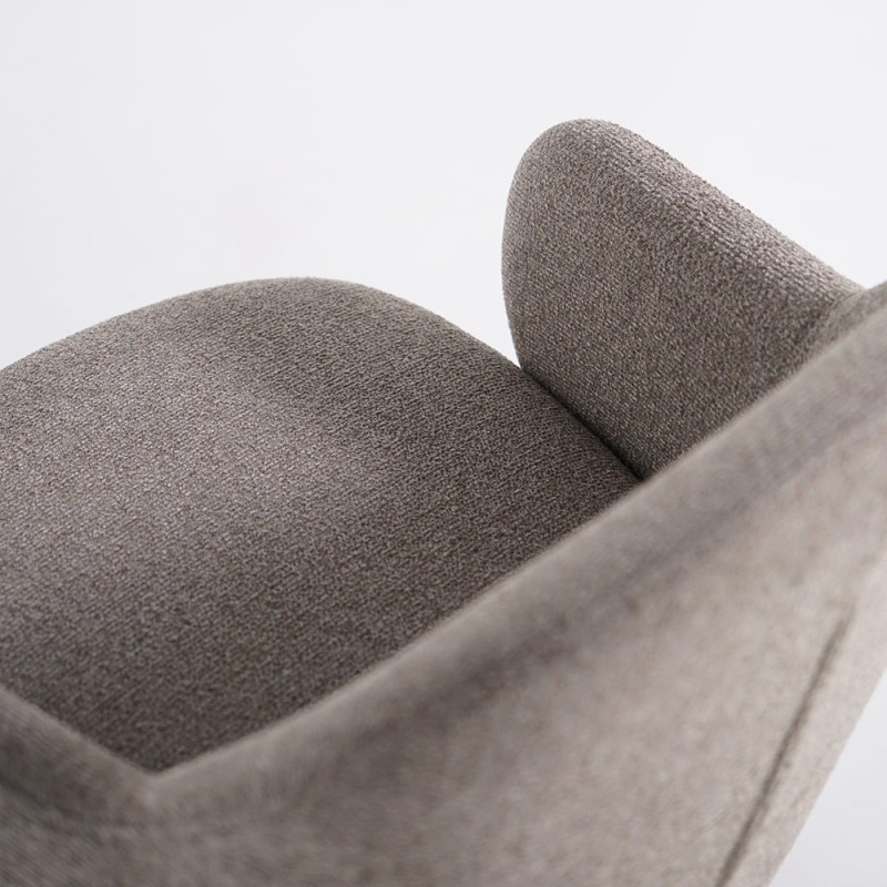 Chaise en tissu bouclé gris et pieds en métal noir - Bae