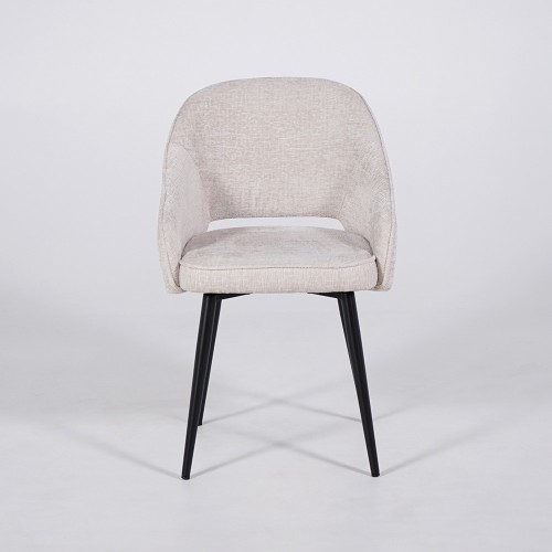 Chaise de salle à manger en velours gris clair et pieds en métal noir - Oslo Velvet