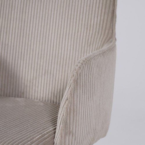 Chaise de salle à manger en velours beige et pieds en métal noir - Noa