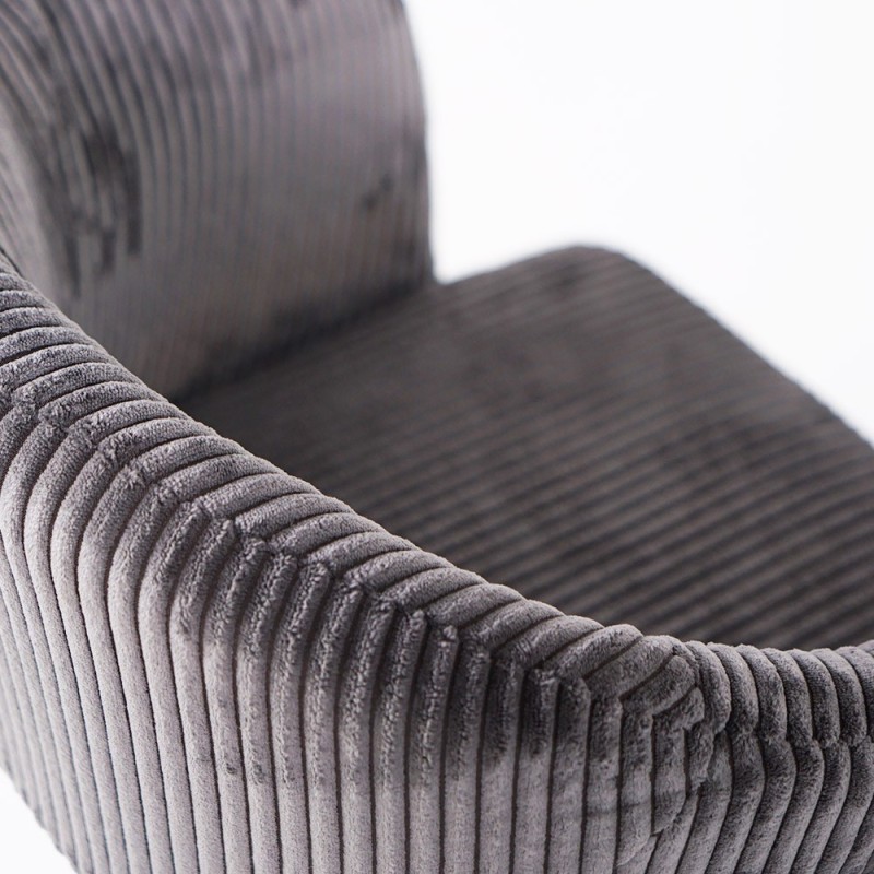 Chaise de salle à manger en velours gris et pieds en métal noir - Maple