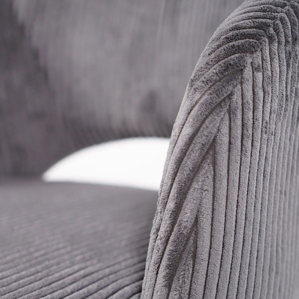 Chaise de salle à manger en velours gris et pieds en métal noir - Maple