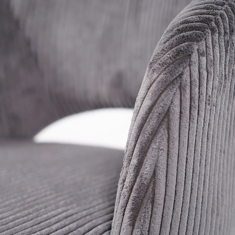 Chaise de salle à manger en velours gris et pieds en métal noir - Maple