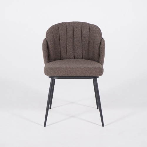 Chaise de salle à manger en velours gris et pieds en métal noir - Sierra