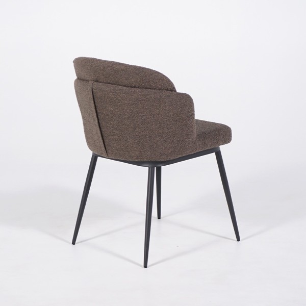 Chaise de salle à manger en velours gris et pieds en métal noir - Sierra