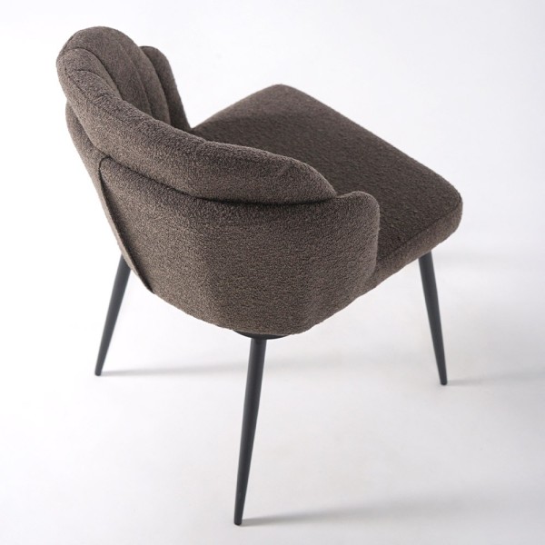 Chaise de salle à manger en velours gris et pieds en métal noir - Sierra