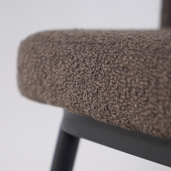 Chaise de salle à manger en velours gris et pieds en métal noir - Sierra