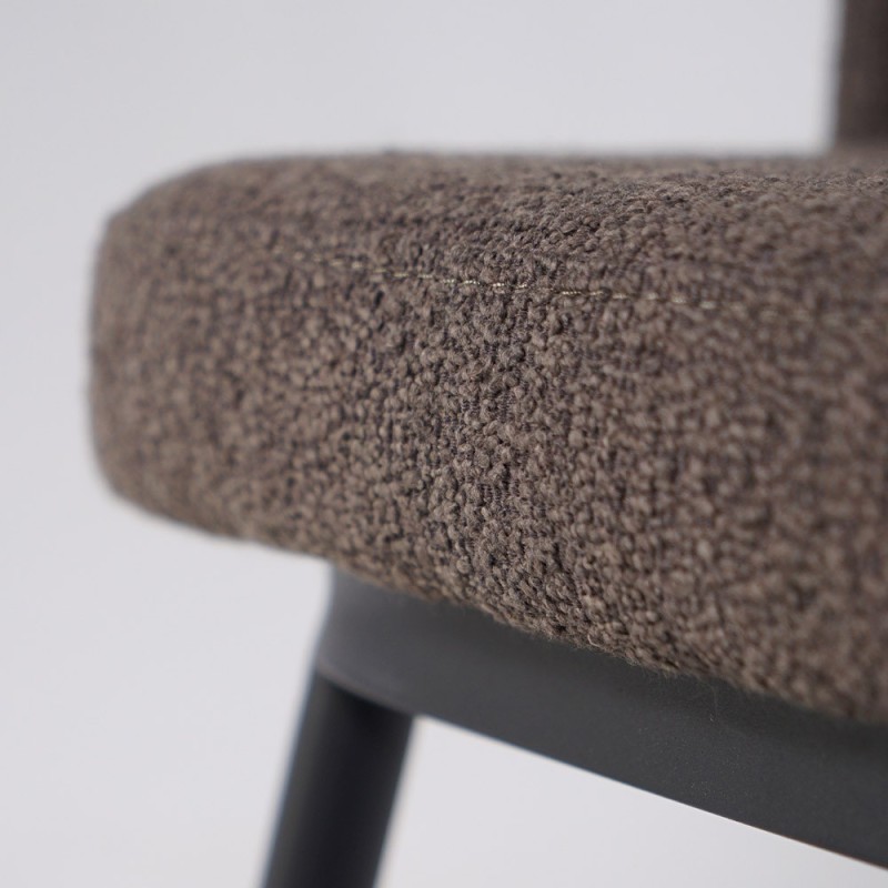 Chaise de salle à manger en velours gris et pieds en métal noir - Sierra