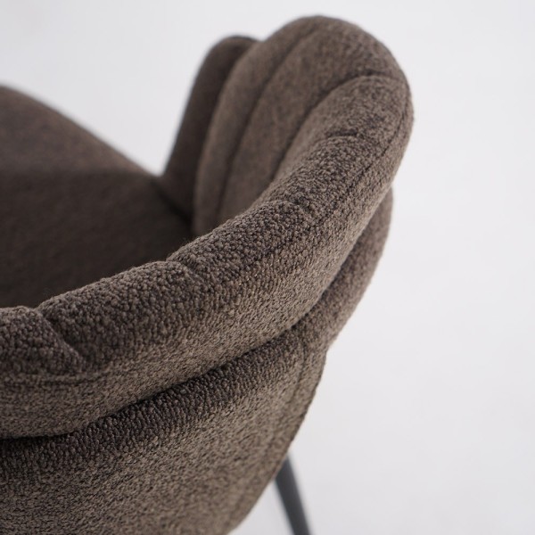 Chaise de salle à manger en velours gris et pieds en métal noir - Sierra