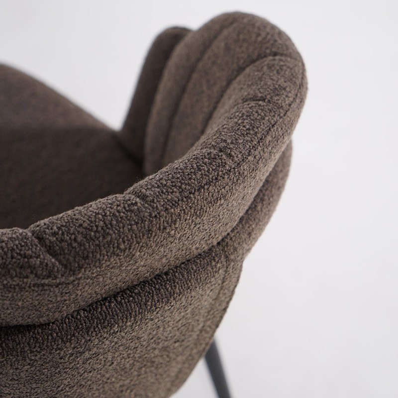 Chaise de salle à manger en velours gris et pieds en métal noir - Sierra