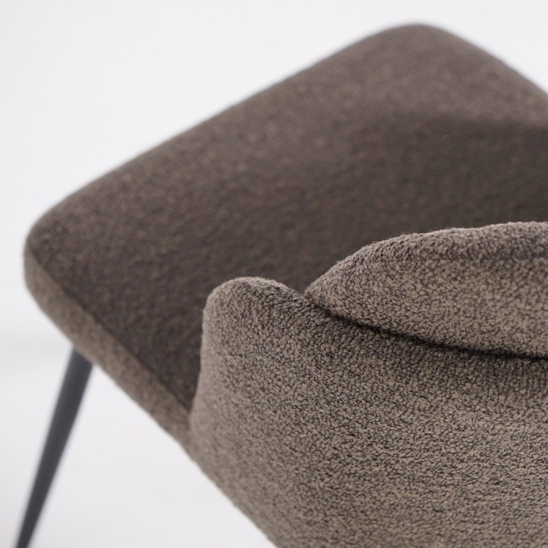 Chaise de salle à manger en velours gris et pieds en métal noir - Sierra