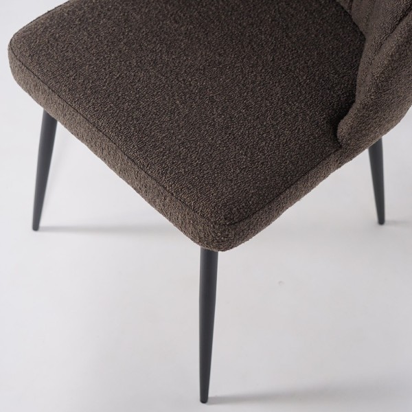 Chaise de salle à manger en velours gris et pieds en métal noir - Sierra