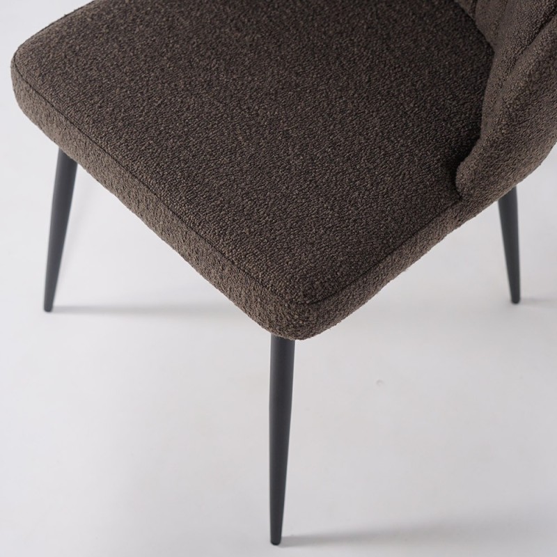 Chaise de salle à manger en velours gris et pieds en métal noir - Sierra