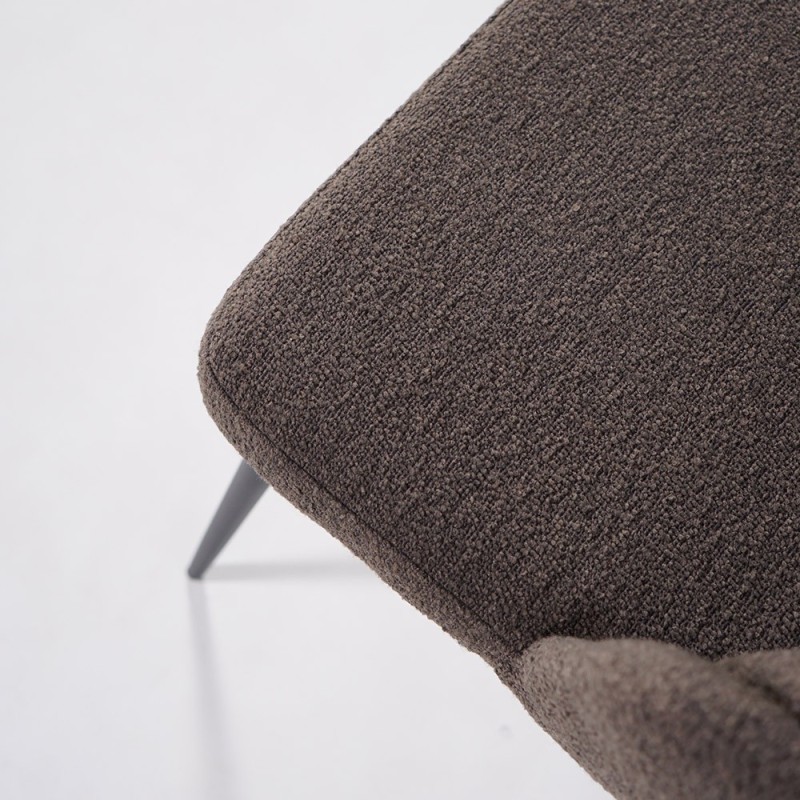 Chaise de salle à manger en velours gris et pieds en métal noir - Sierra