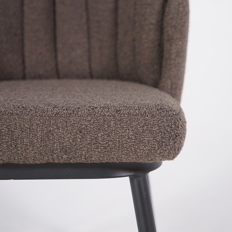 Chaise de salle à manger en velours gris et pieds en métal noir - Sierra