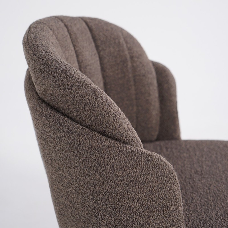 Chaise de salle à manger en velours gris et pieds en métal noir - Sierra