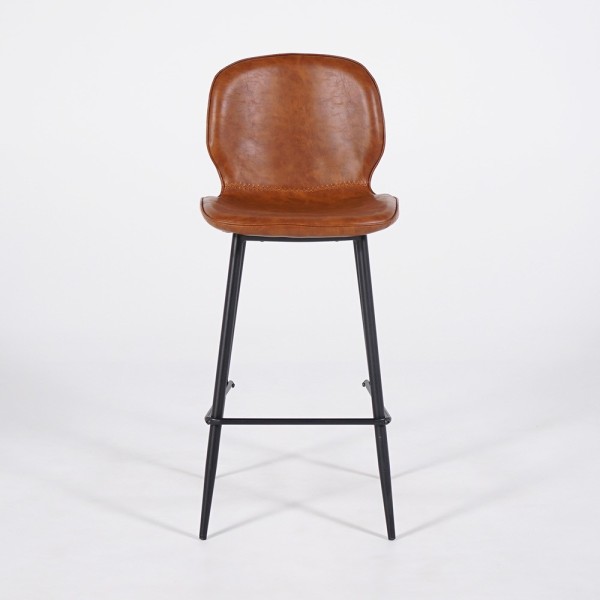 Chaise de bar en cuir synthétique cognac - Lane
