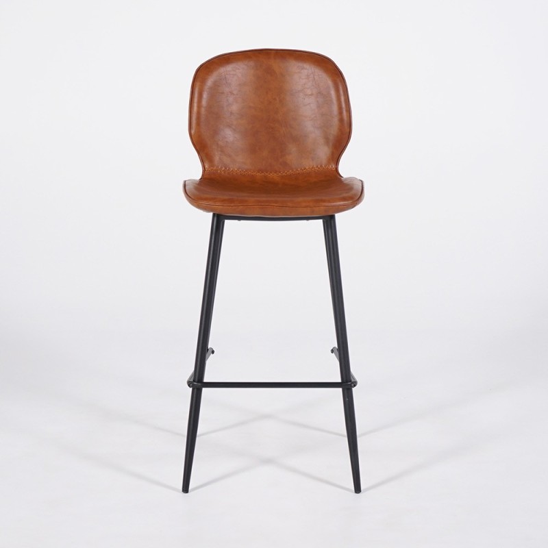 Chaise de bar en cuir synthétique cognac - Lane