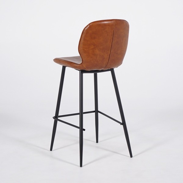 Chaise de bar en cuir synthétique cognac - Lane