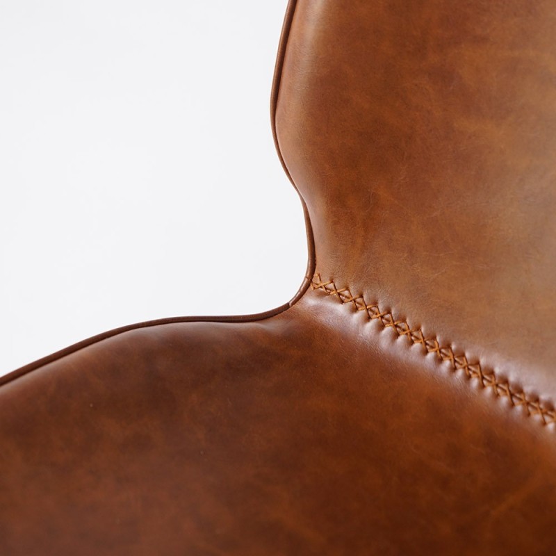Chaise de bar en cuir synthétique cognac - Lane