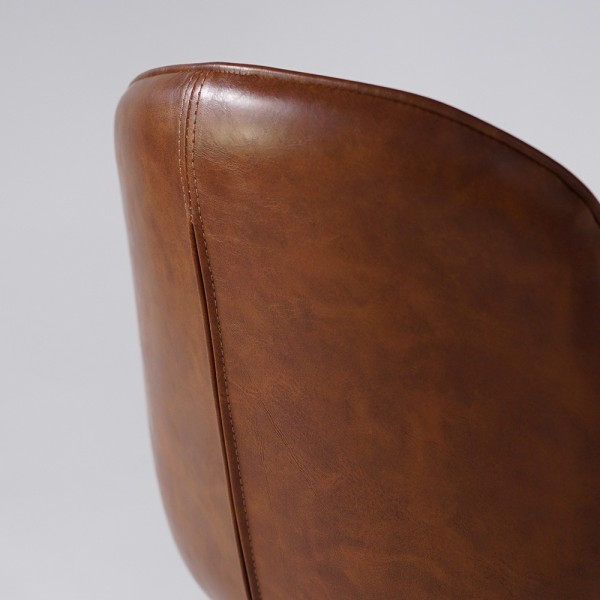 Chaise de bar en cuir synthétique cognac - Lane