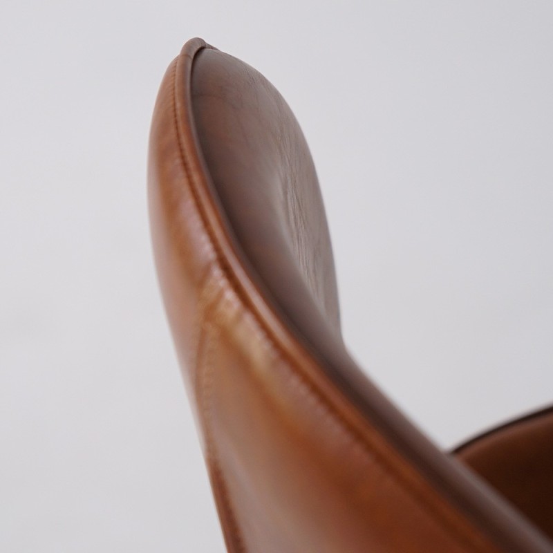 Chaise de bar en cuir synthétique cognac - Lane