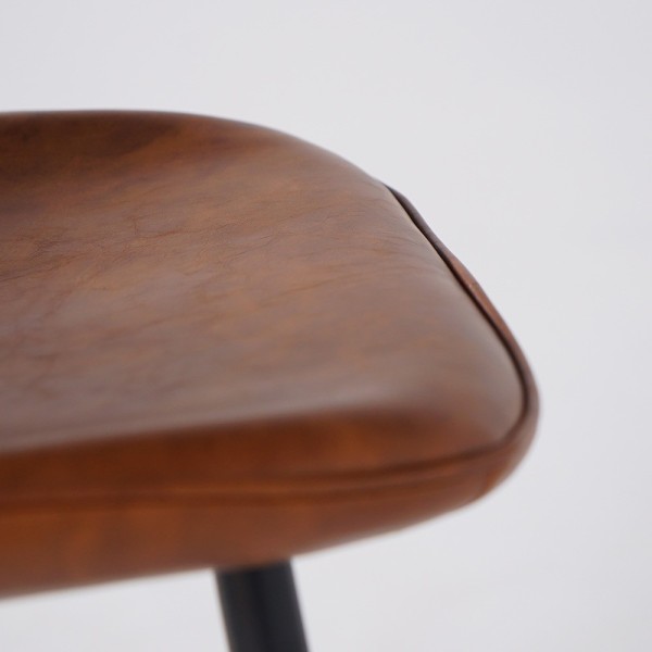 Chaise de bar en cuir synthétique cognac - Lane