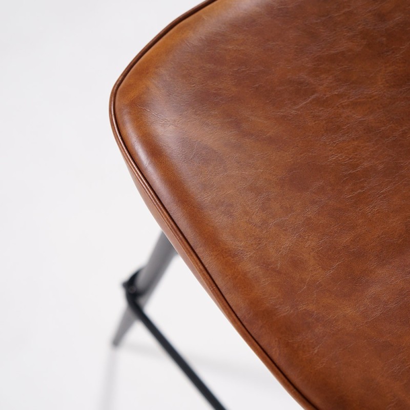 Chaise de bar en cuir synthétique cognac - Lane