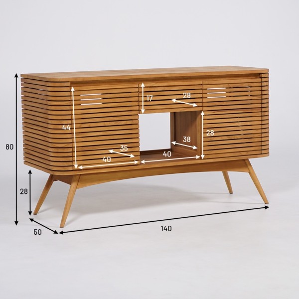 Meuble de salle de bain en teck pour double vasques - Kama