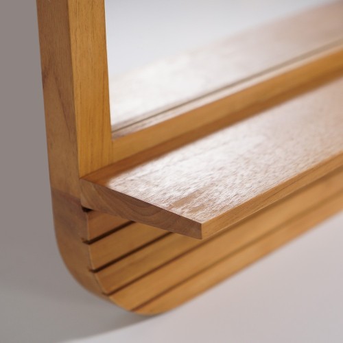 Miroir rectangulaire avec tablette en teck massif - Kama